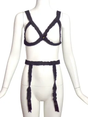 1970s Black Lace Lingerie Set, Size-6 to 10