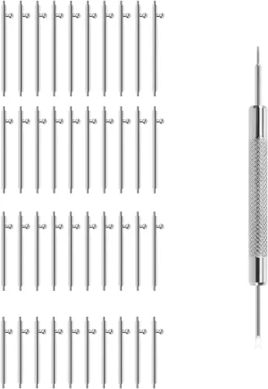 40PCS Quick Release Spring Bars Watch Lugs 316L Stainless Steel Strap Link Pins with Remove Tool 18mm 20mm 22mm 24mm Length 1.5mm Diameter