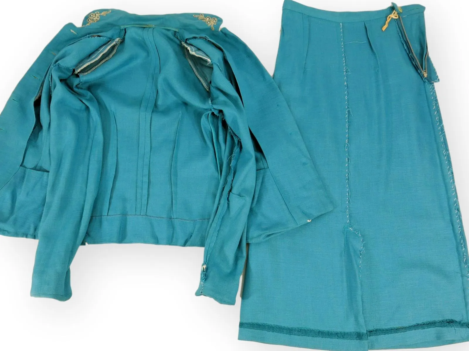 50s Skirt Suit in Turquoise Blue - xs, sm