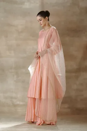 50z286H-RO peach  Embroidery Silk Suit with Matching Dupatta