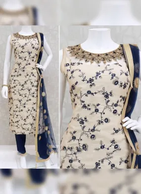 Admirable Cream Rayon Festive Wear Ethnic Designer Pant Style Suit