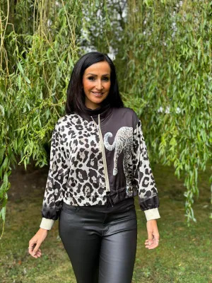 Black Leopard Satin Style Jacket Gemma