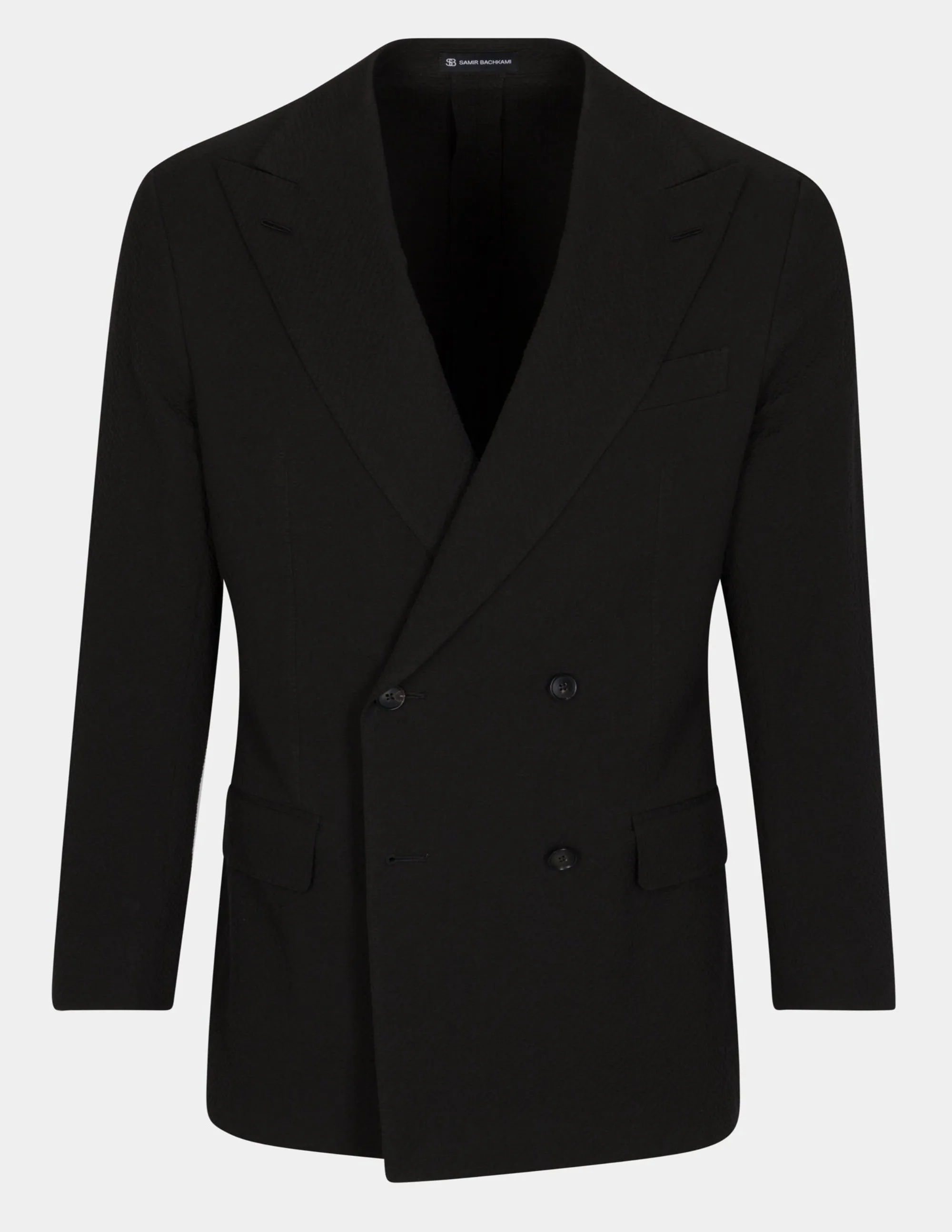 Black Seersucker Double Breasted Suit