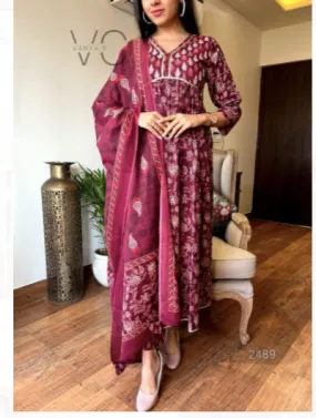Blossom Wine Floral Salwar Suit Dupatta