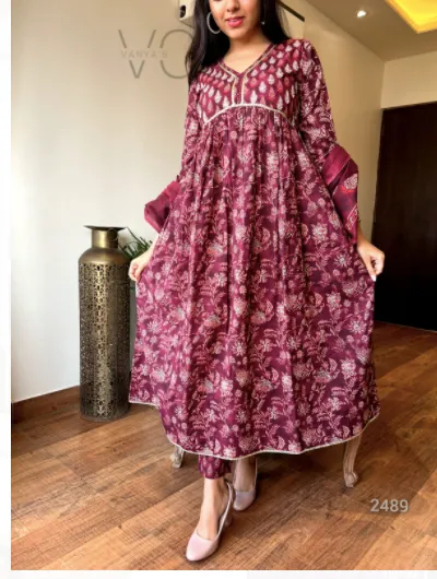 Blossom Wine Floral Salwar Suit Dupatta