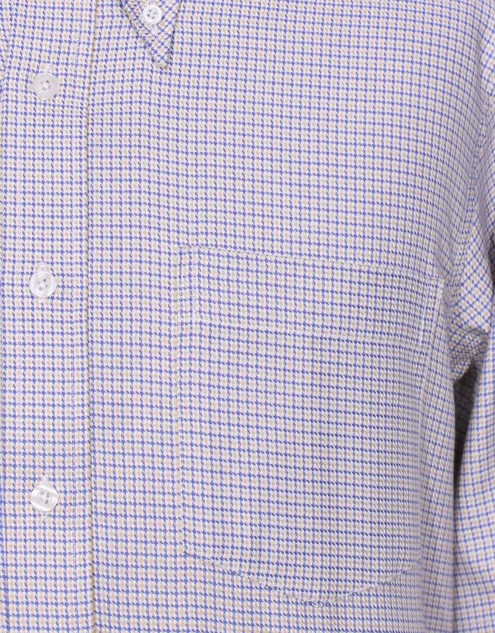 Button Down Shirt - Yellow and Blue Houndstooth Shirt