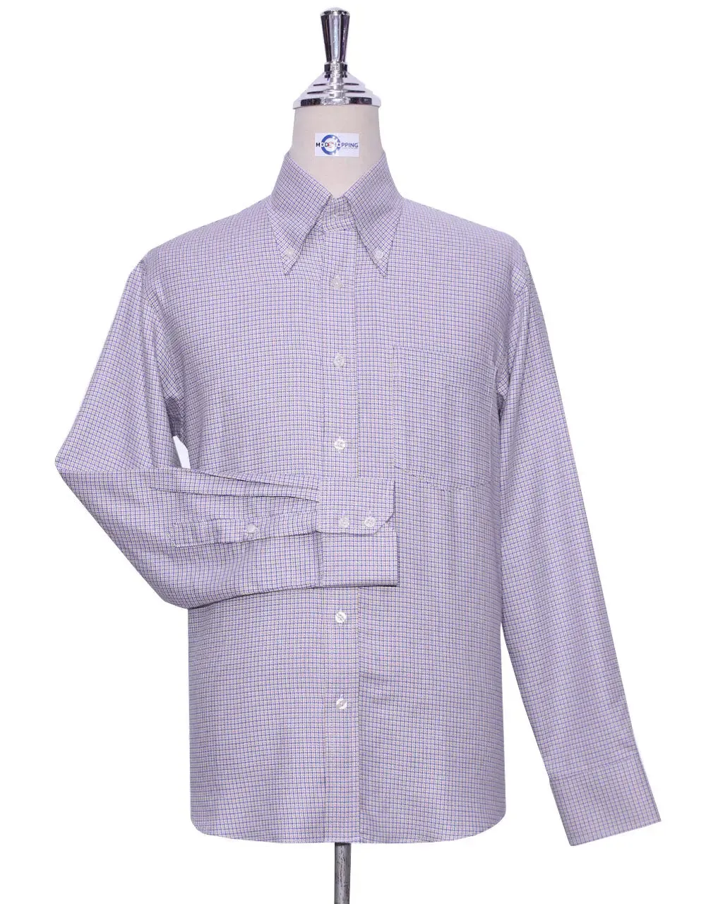 Button Down Shirt - Yellow and Blue Houndstooth Shirt