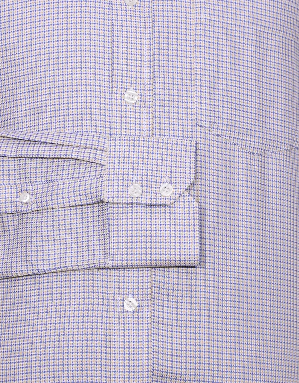 Button Down Shirt - Yellow and Blue Houndstooth Shirt