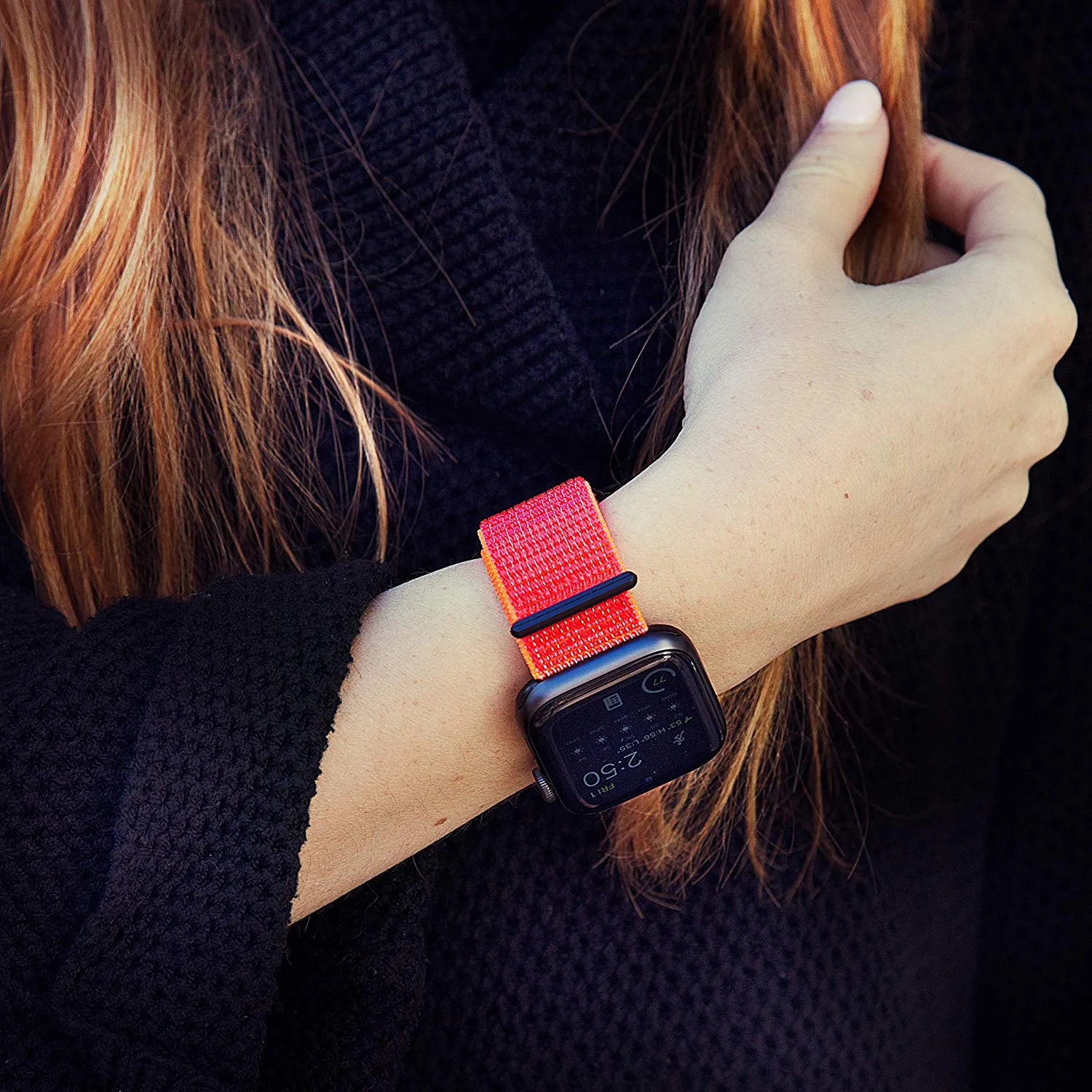 CASE-MATE  38-40mm Apple Watch Nylon Band for Series 1-8 & SE -  Reflective Neon Orange  (Apple Watch sold separately)