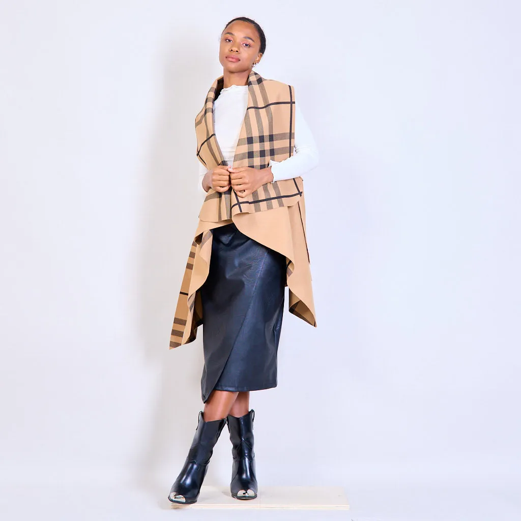 Checked cardigan with a belt wholesale