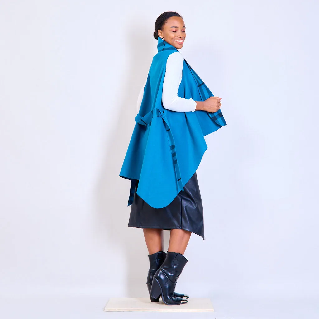 Checked cardigan with a belt wholesale