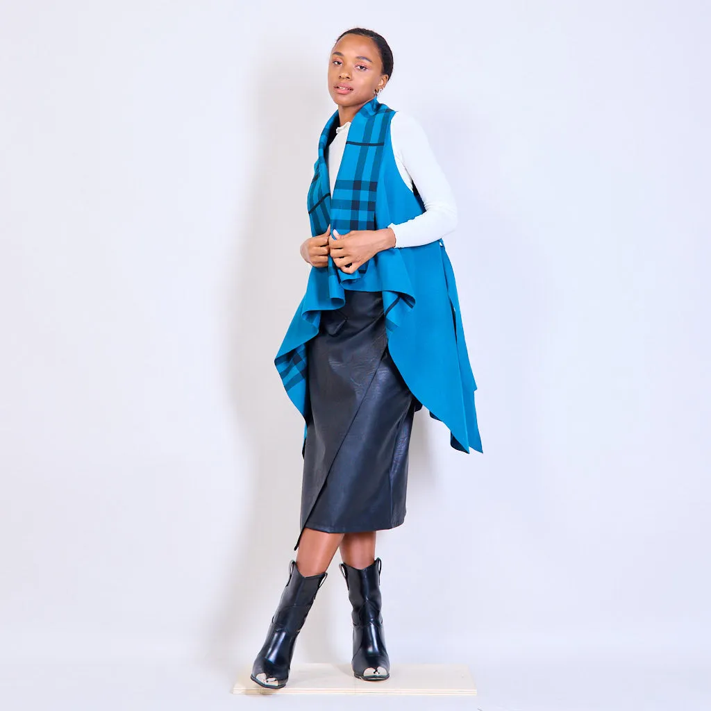 Checked cardigan with a belt wholesale