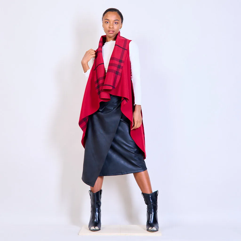 Checked cardigan with a belt wholesale