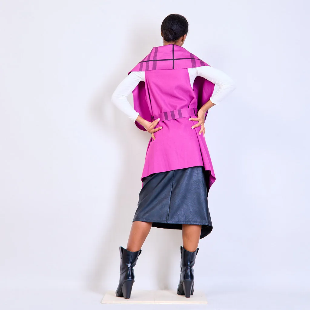 Checked cardigan with a belt wholesale