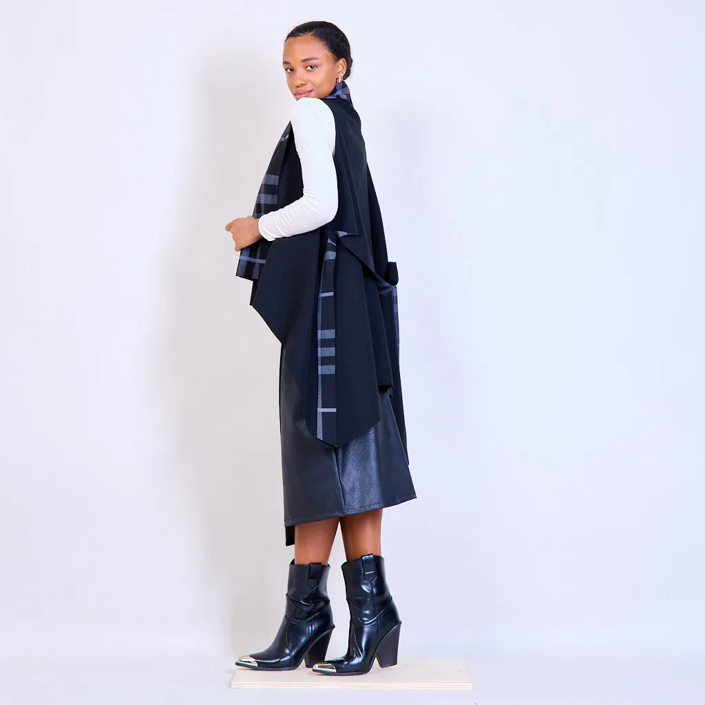 Checked cardigan with a belt wholesale