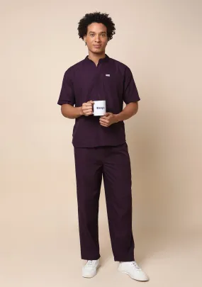 Classic Men's 5-Pocket Mandarin Collar (Wine) Scrub