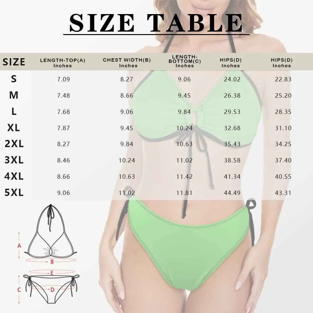 Custom Seamless Face Couple Matching Swimsuit Women's Two-Piece Triangle Bikini Bathing Suit Men's Swim Shorts