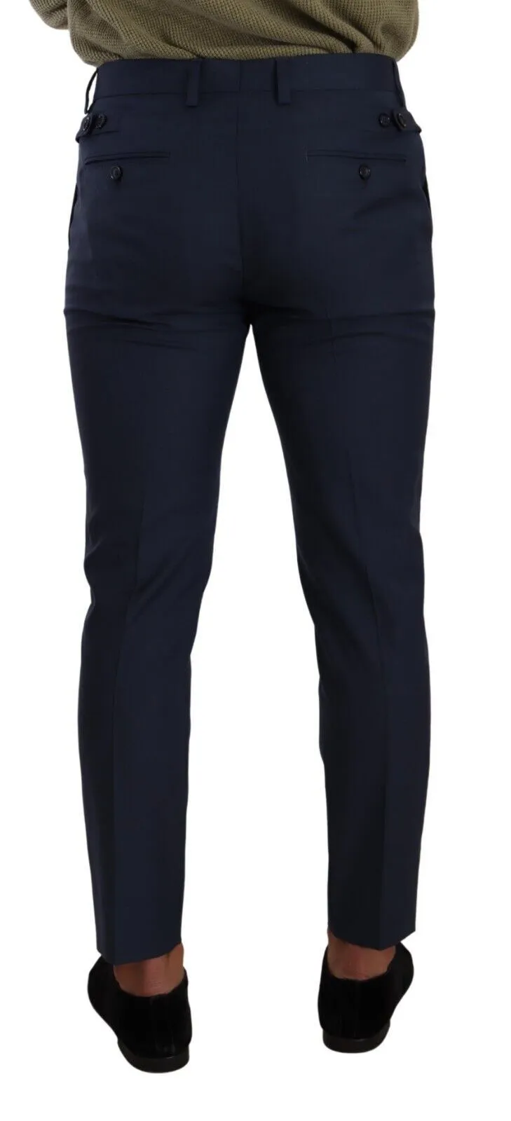 Elegant Dark Blue Slim-Fit Dress Pants