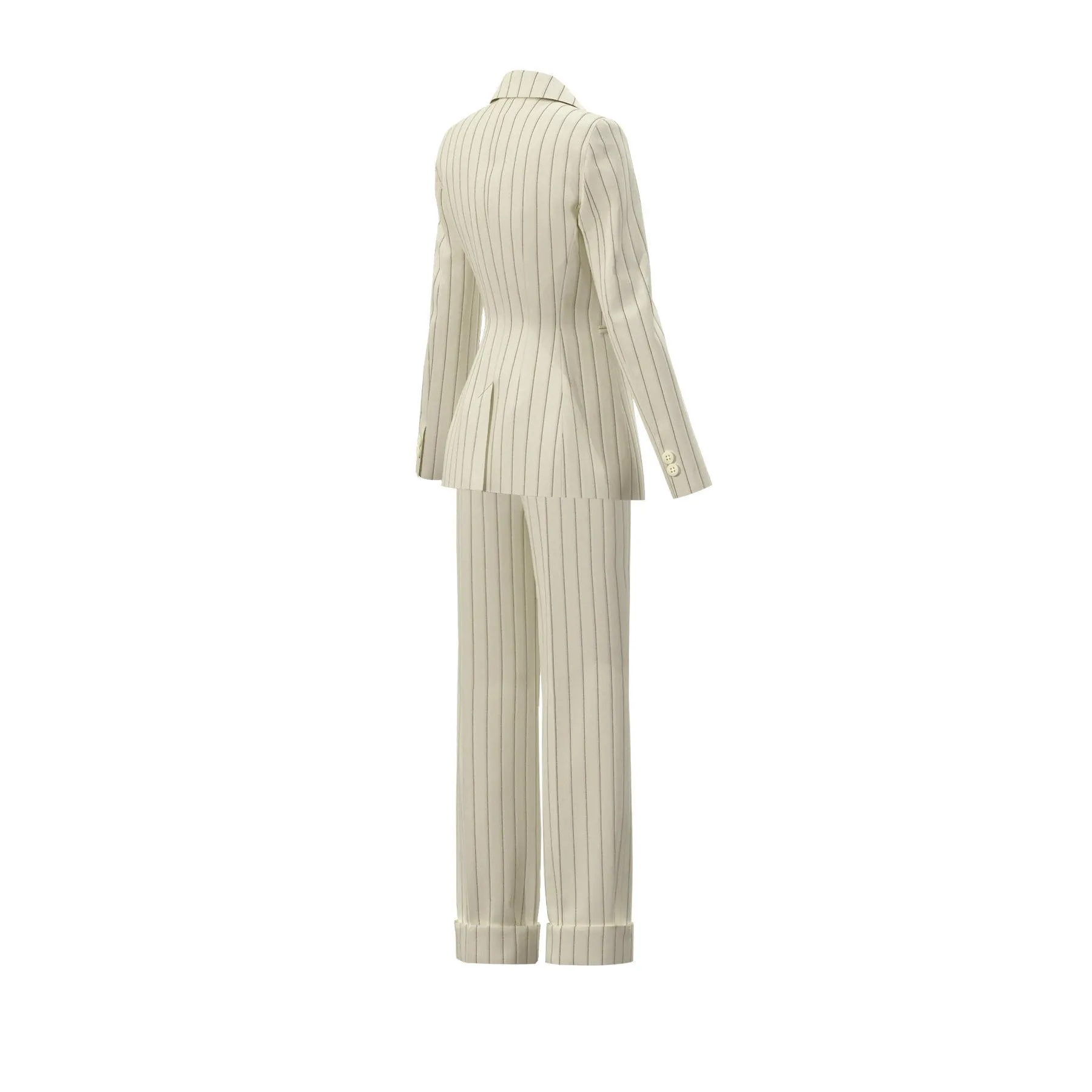 EMME Cream Pinstriped Full Piece Suit