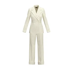 EMME Cream Pinstriped Full Piece Suit
