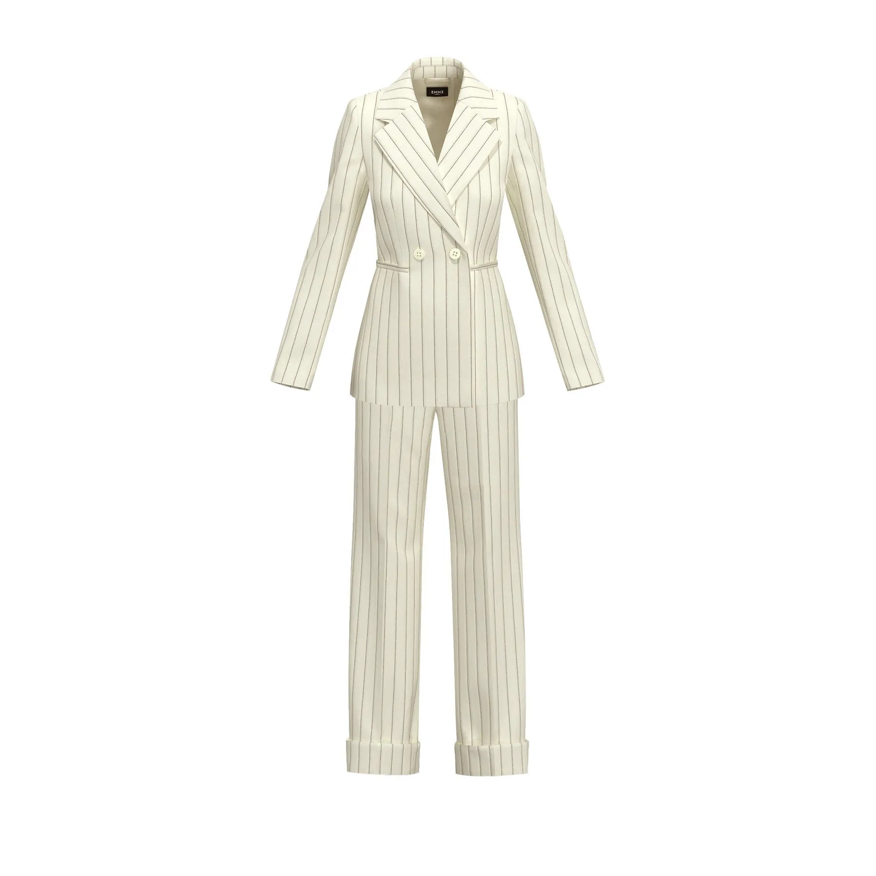EMME Cream Pinstriped Full Piece Suit