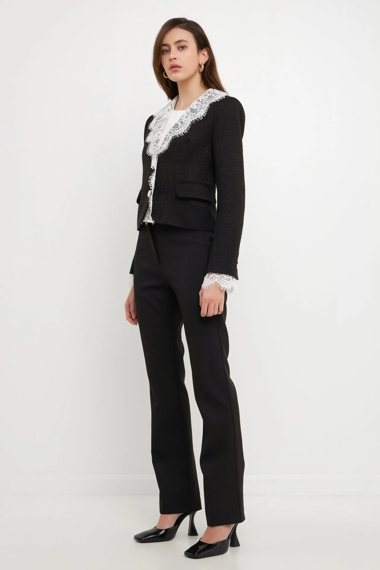 Endless Rose - Tweed Jacket With Lace Collar