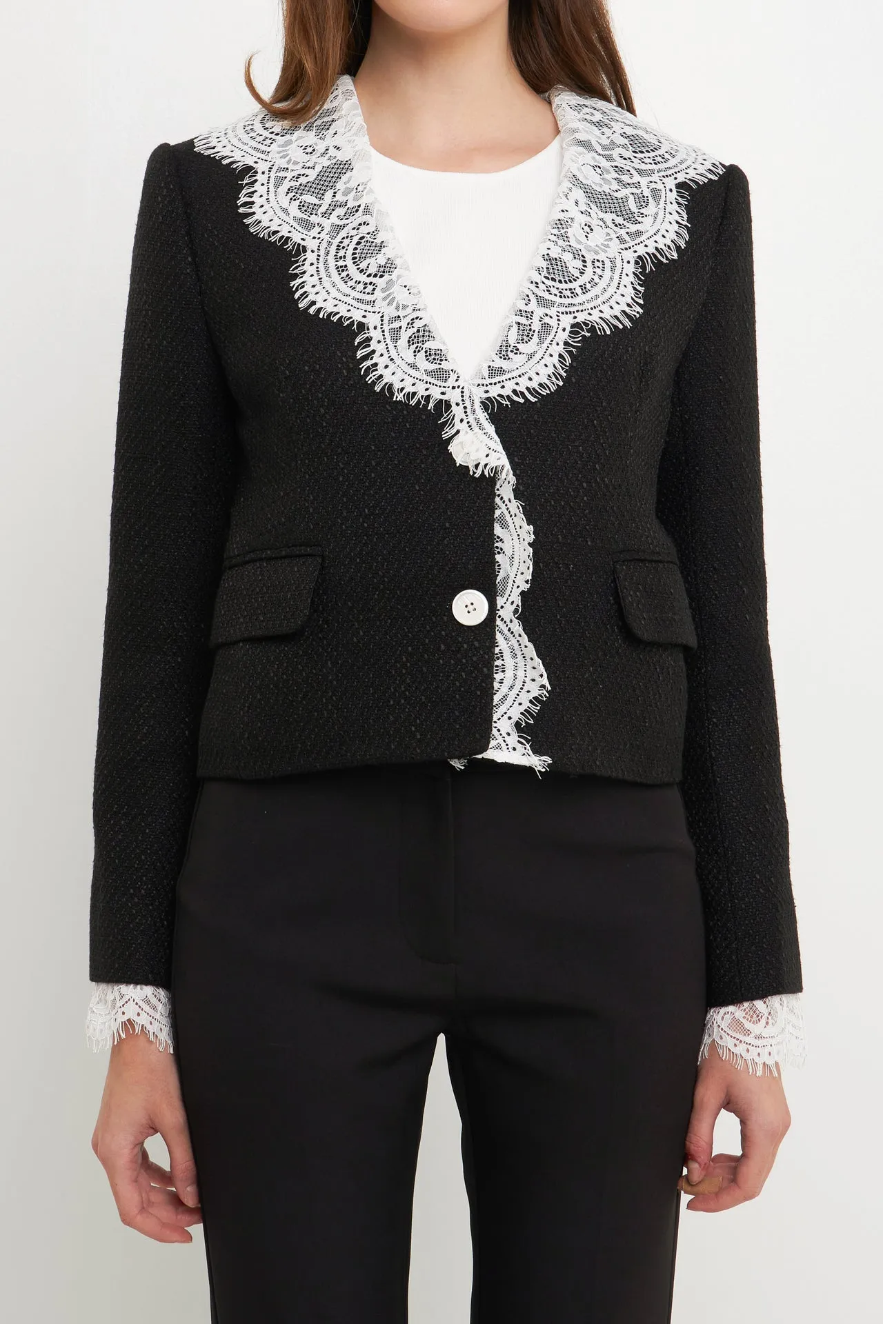 Endless Rose - Tweed Jacket With Lace Collar