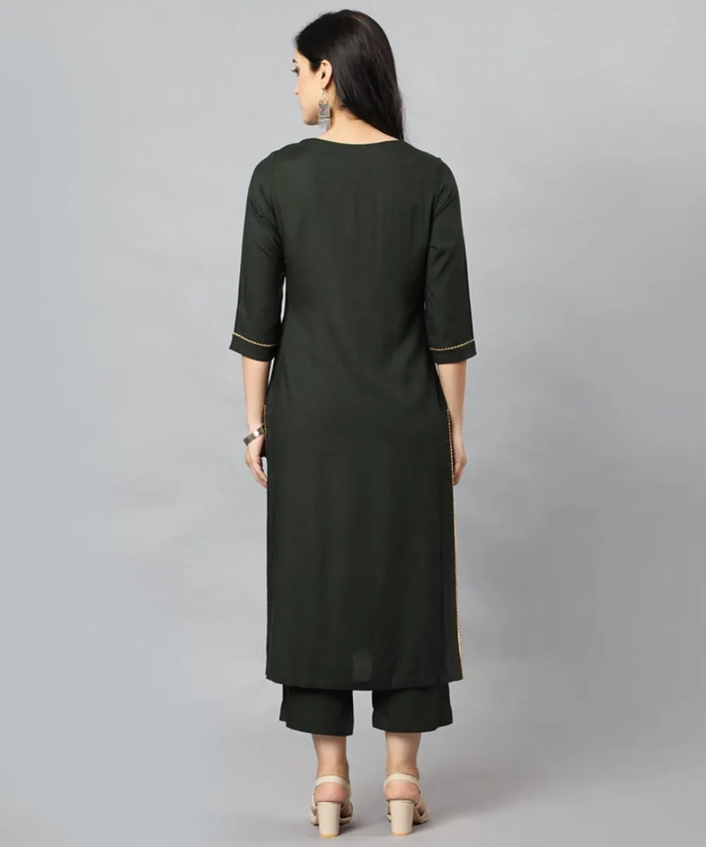 Green Jehlum Kurta Pants Set
