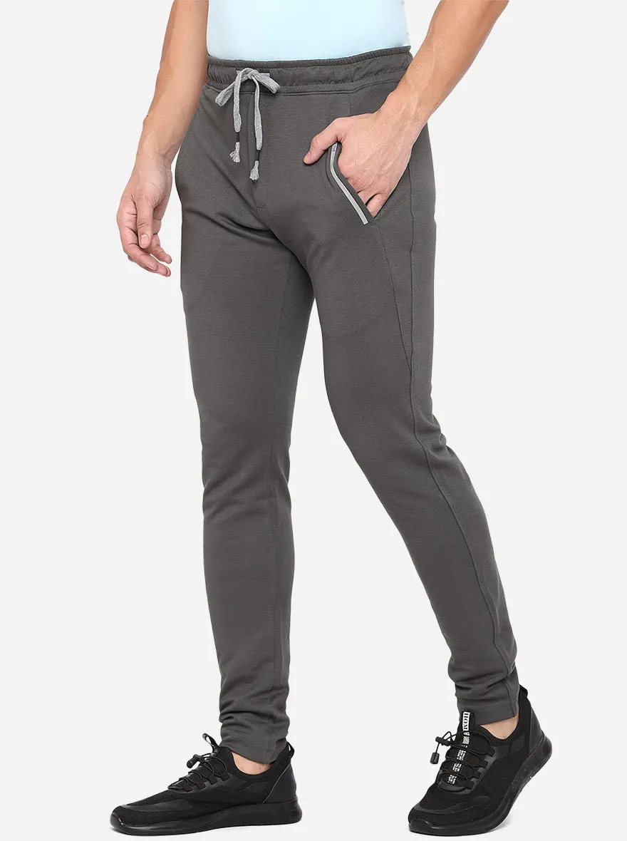 Grey Solid Regular Fit Track Pants | JadeBlue