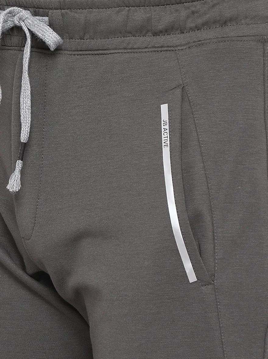 Grey Solid Regular Fit Track Pants | JadeBlue