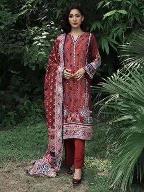 Gul Ahmed Khaddar Red Unstitched Suit (WR-22028)