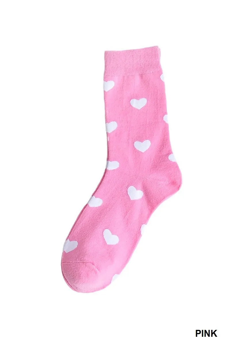 Heart Socks in Pink and White