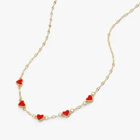 Hearts Chain Necklace, Adjustable