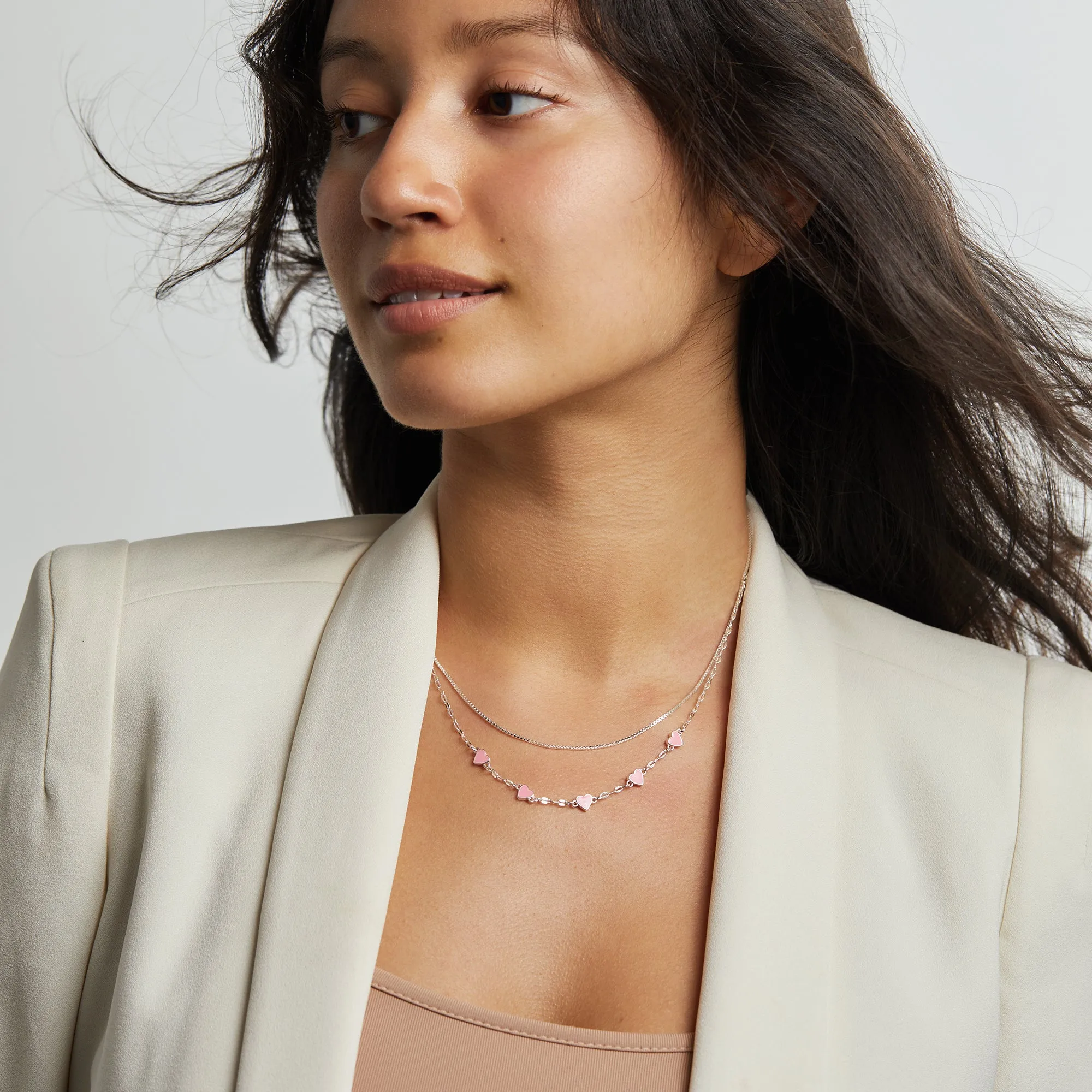 Hearts Chain Necklace, Adjustable