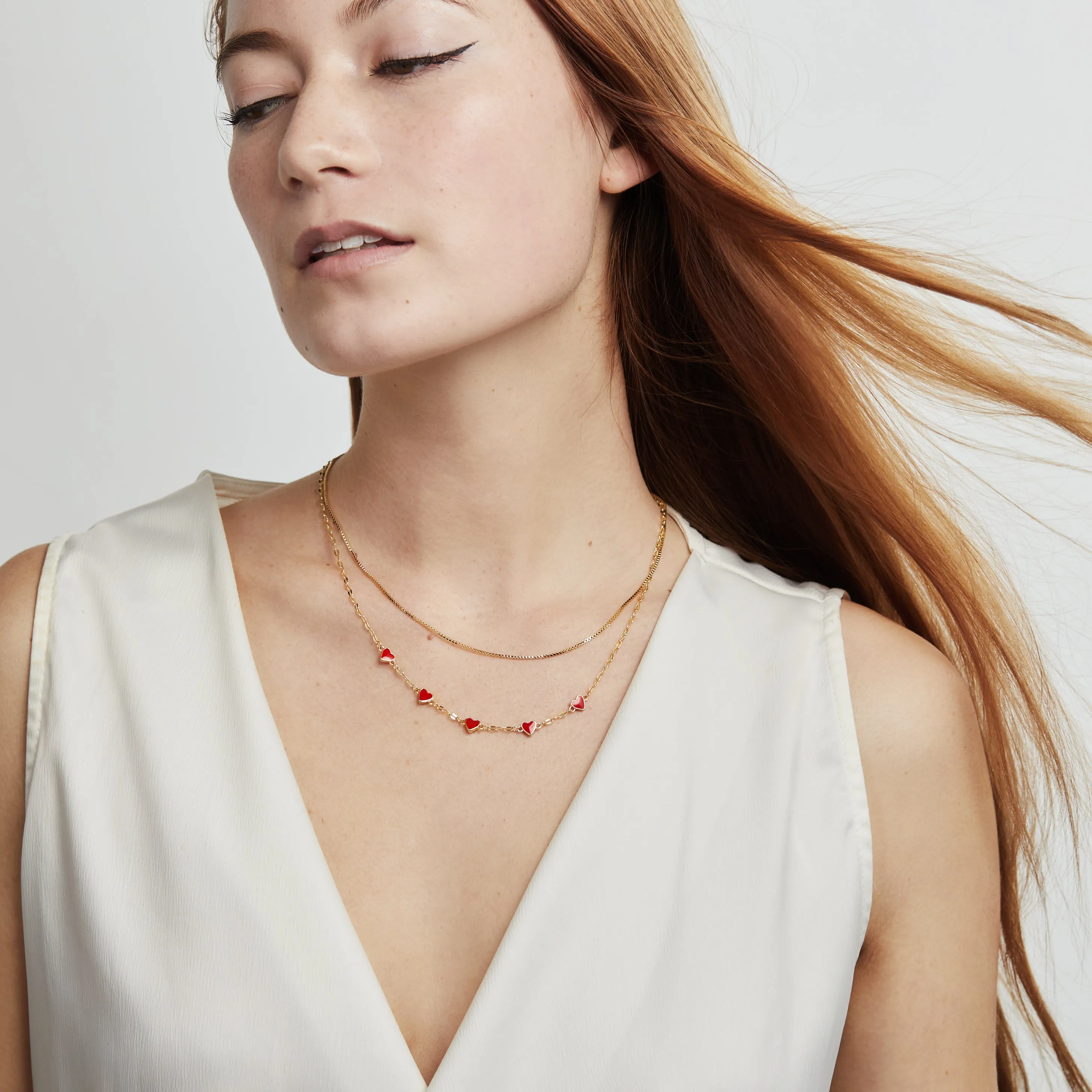Hearts Chain Necklace, Adjustable