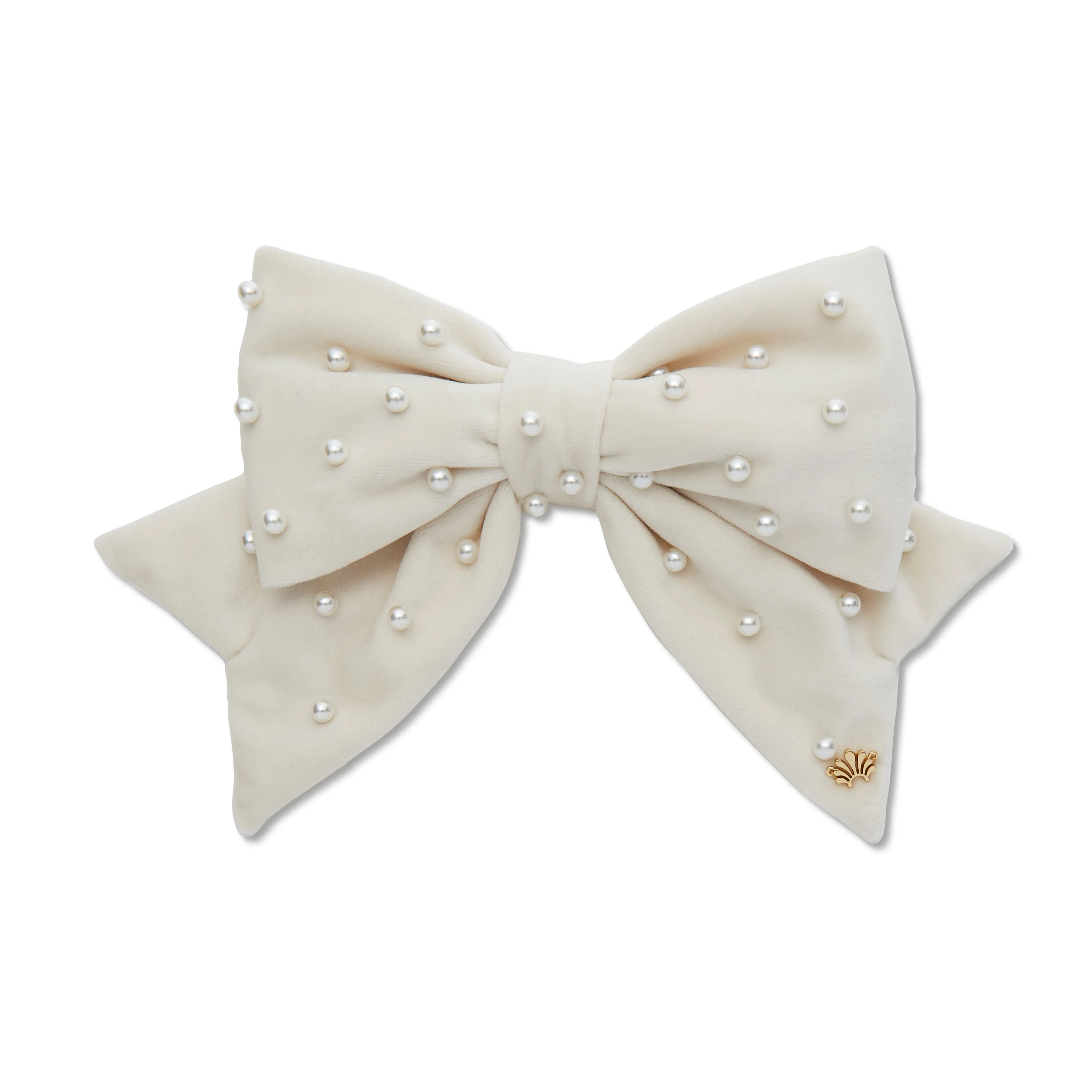 IVORY SET OF 4 VELVET PEARL BOW NAPKIN RINGS