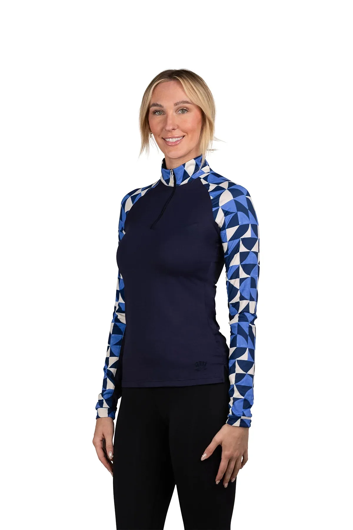 Kastel Long Sleeve Navy Geometric Raglan 1/4 Zip