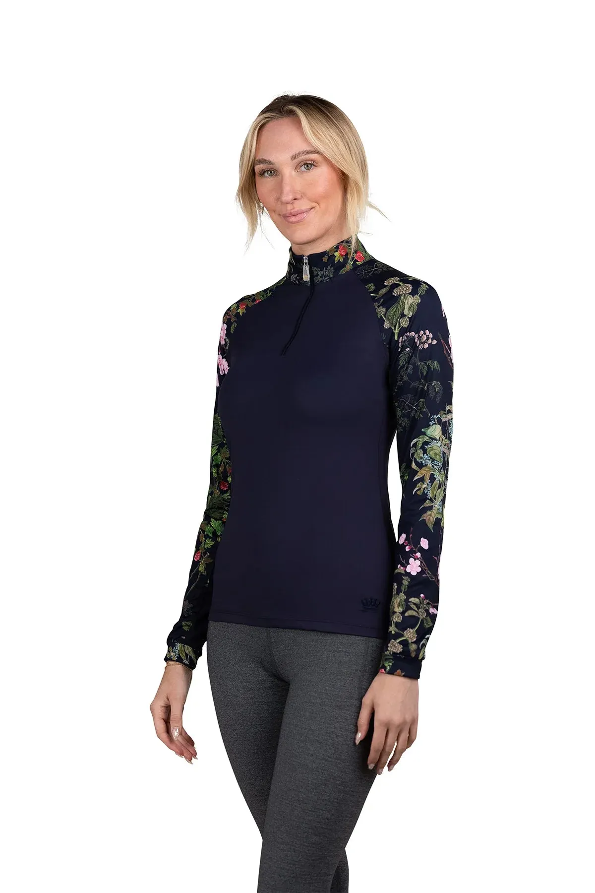 Kastel Long Sleeve Raglan Navy Secret Garden 1/4 Zip