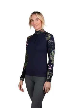 Kastel Long Sleeve Raglan Navy Secret Garden 1/4 Zip