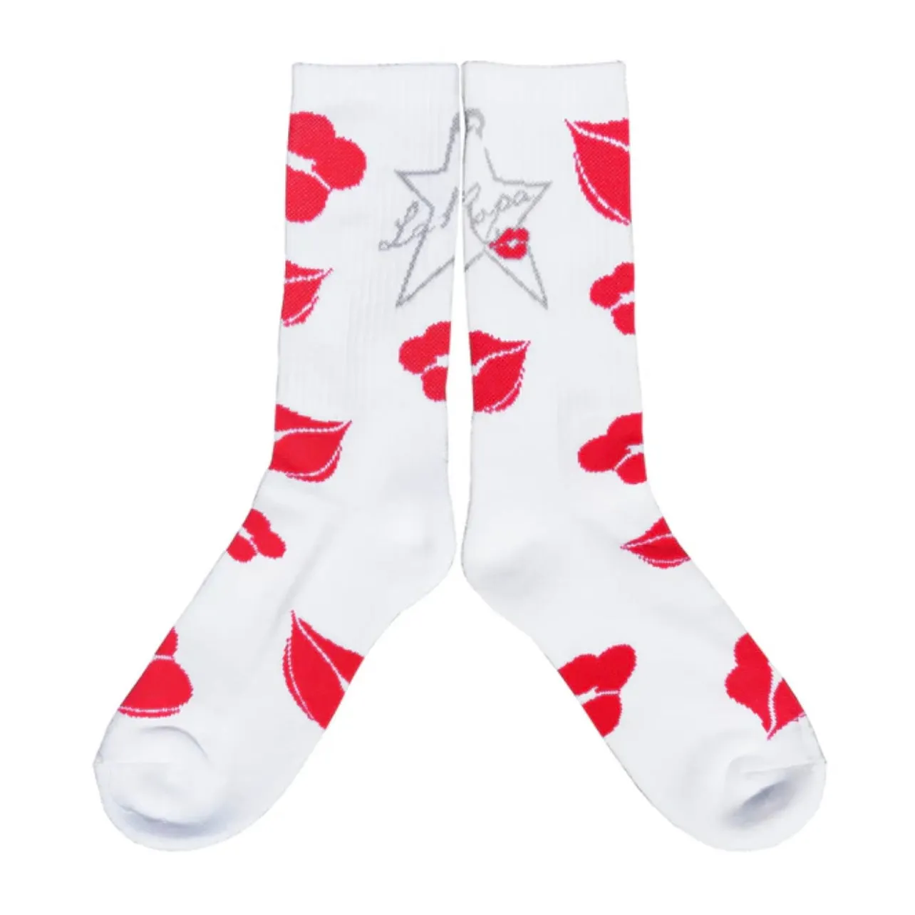 White La Ropa Life Socks with Lip Print