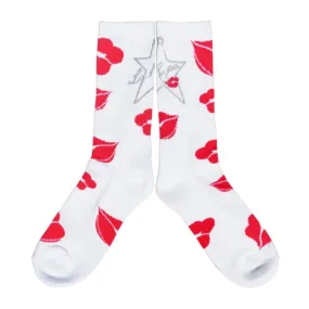 White La Ropa Life Socks with Lip Print