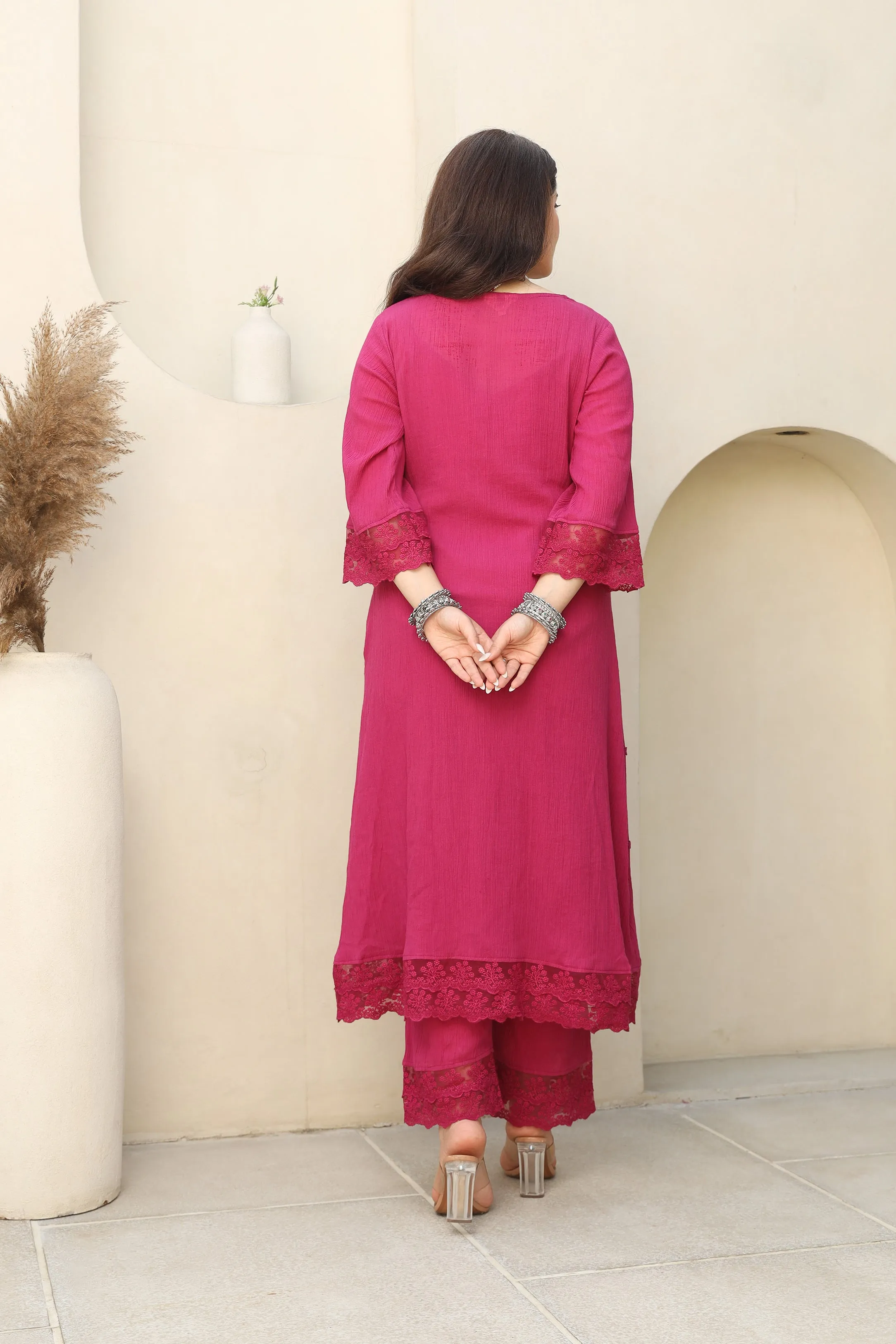 Magenta Bloom Cotton Gauze Suit Set