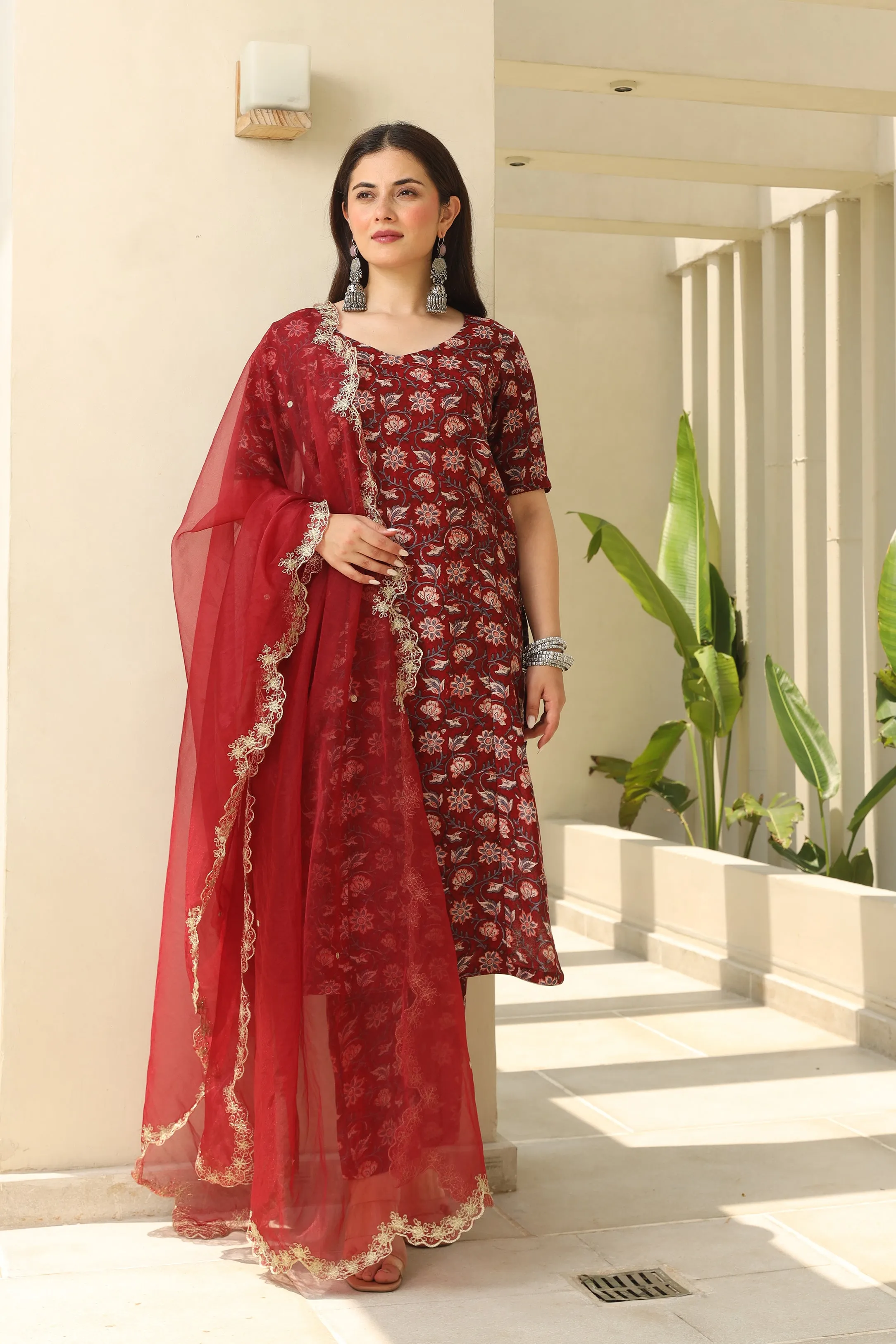 Maroon Zari Royal Chanderi Suit Set