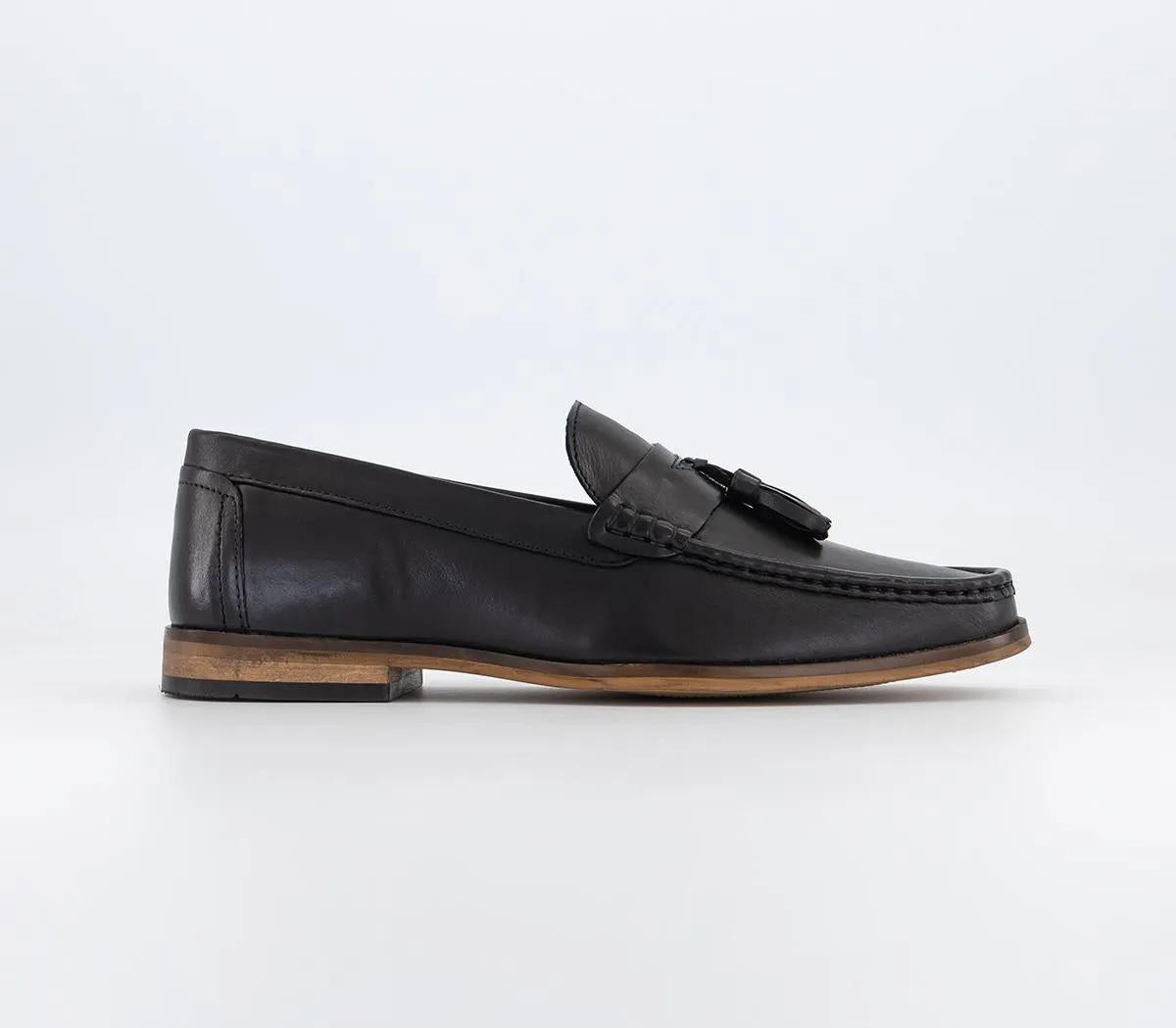 Mens Office Cristoff Tassel Loafer Black Leather