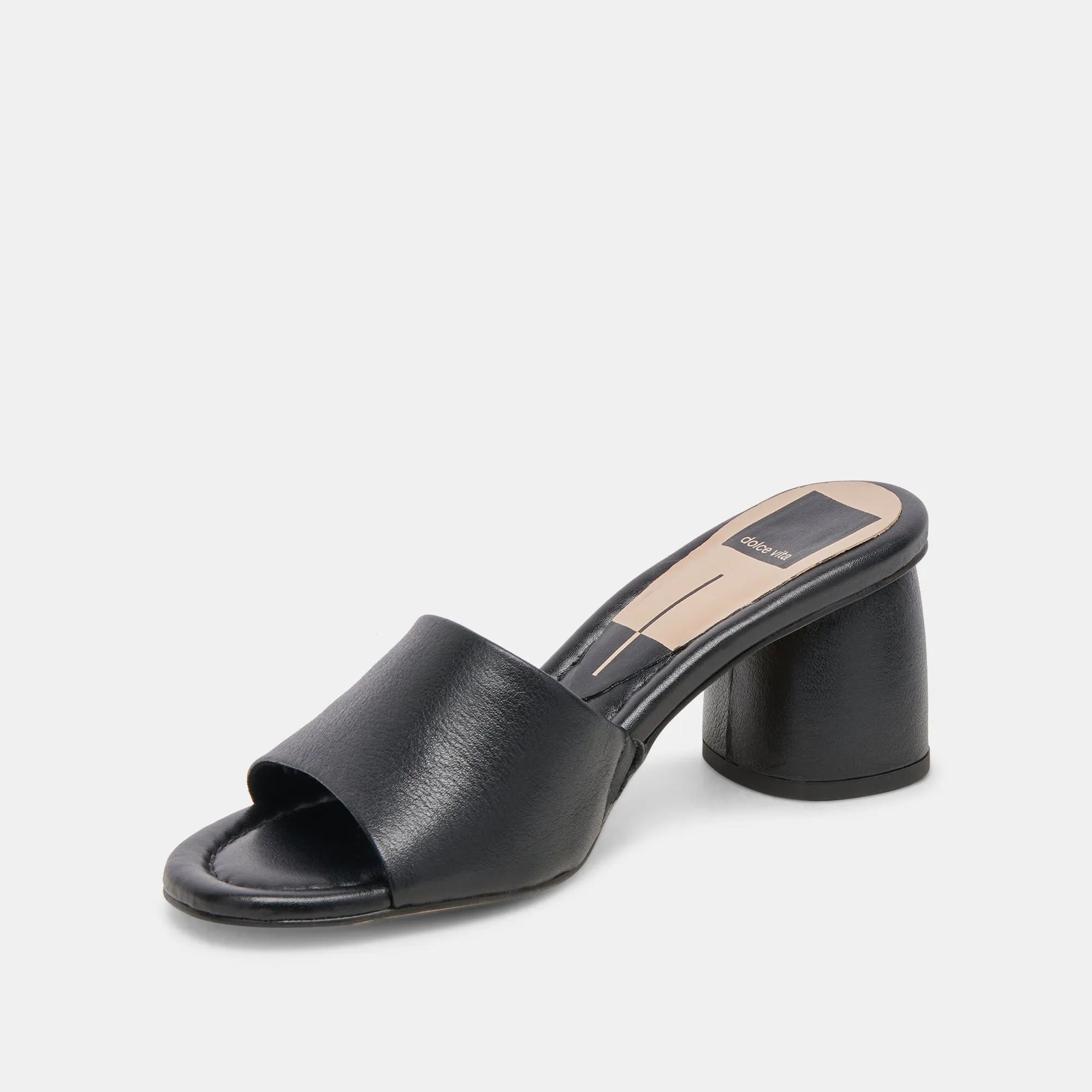 MINNY DRESS WIDE HEELS BLACK LEATHER