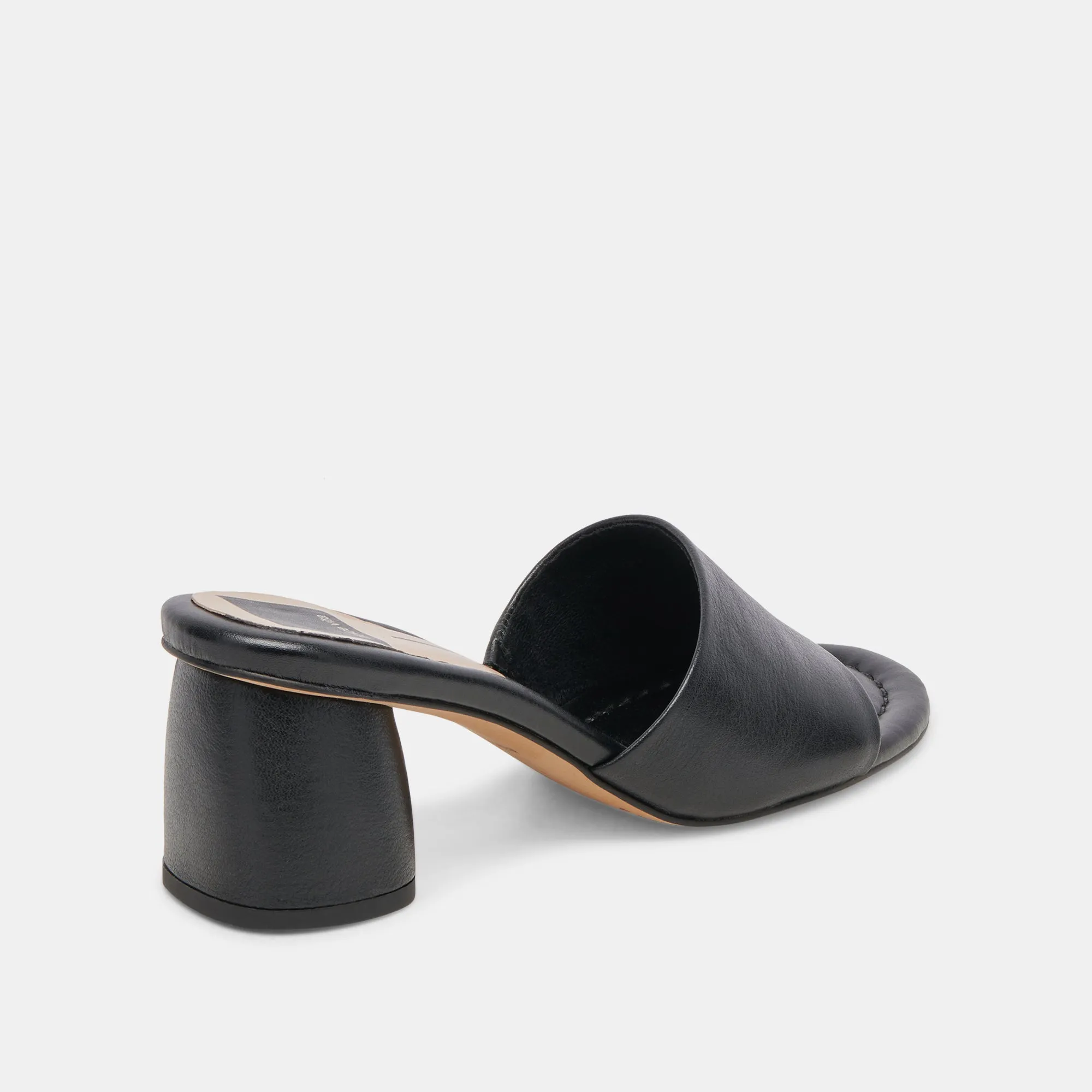 MINNY DRESS WIDE HEELS BLACK LEATHER
