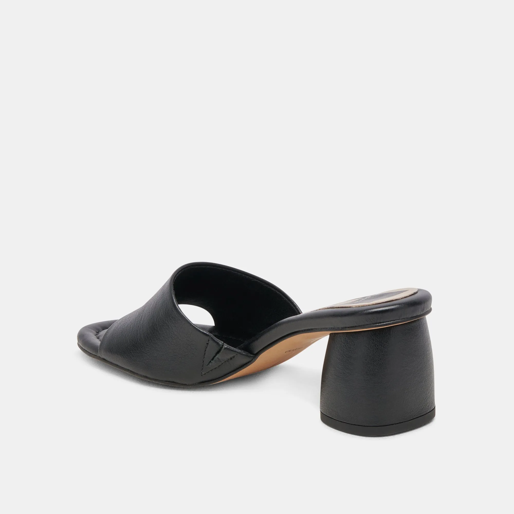 MINNY DRESS WIDE HEELS BLACK LEATHER
