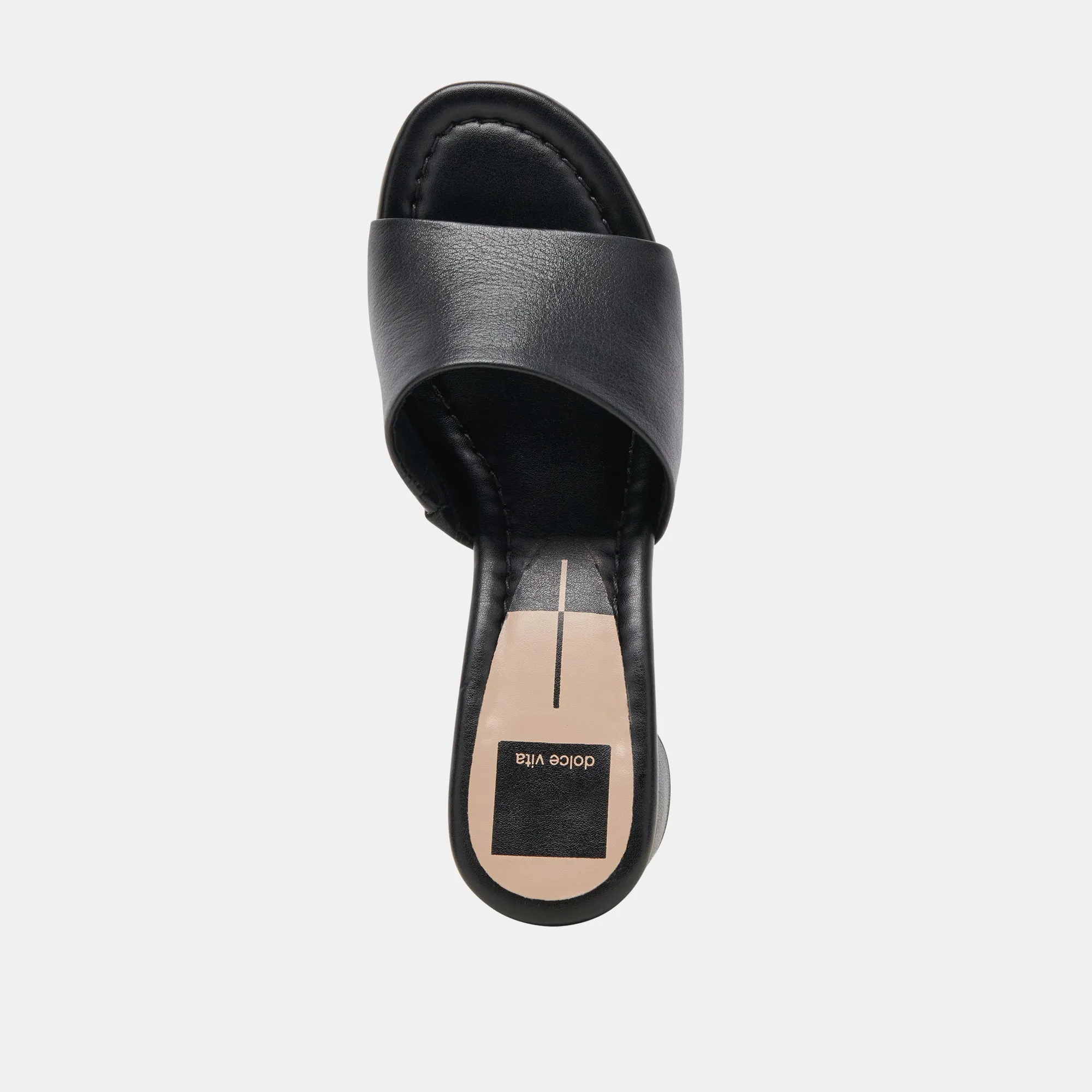 MINNY DRESS WIDE HEELS BLACK LEATHER