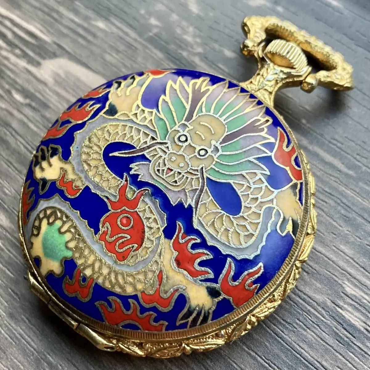 Mumei Pocket Watch Skeleton Hunter Case Antique 45mm Gold