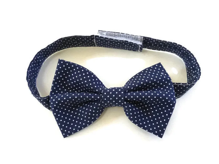 Navy Polka Dots Bow Tie